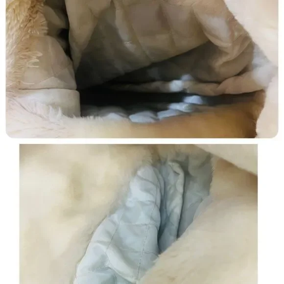 Vintage Sin by Morgan Cooper Black Suede Faux Fur Hooded Trench Coat Jacket L - Picture 12 of 16